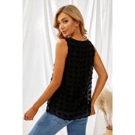 Black Crew Neck Swiss Dot Tank Black Crew Neck Swiss Dot Tank