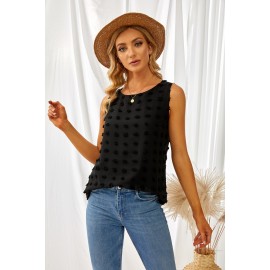 Black Crew Neck Swiss Dot Tank Black Crew Neck Swiss Dot Tank