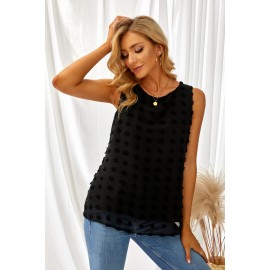 Black Crew Neck Swiss Dot Tank Black Crew Neck Swiss Dot Tank