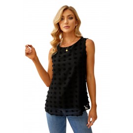 Black Crew Neck Swiss Dot Tank Black Crew Neck Swiss Dot Tank
