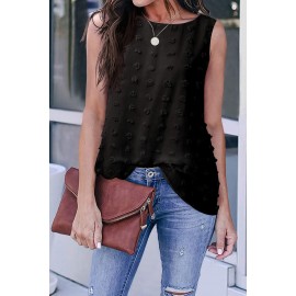 Black Crew Neck Swiss Dot Tank Black Crew Neck Swiss Dot Tank